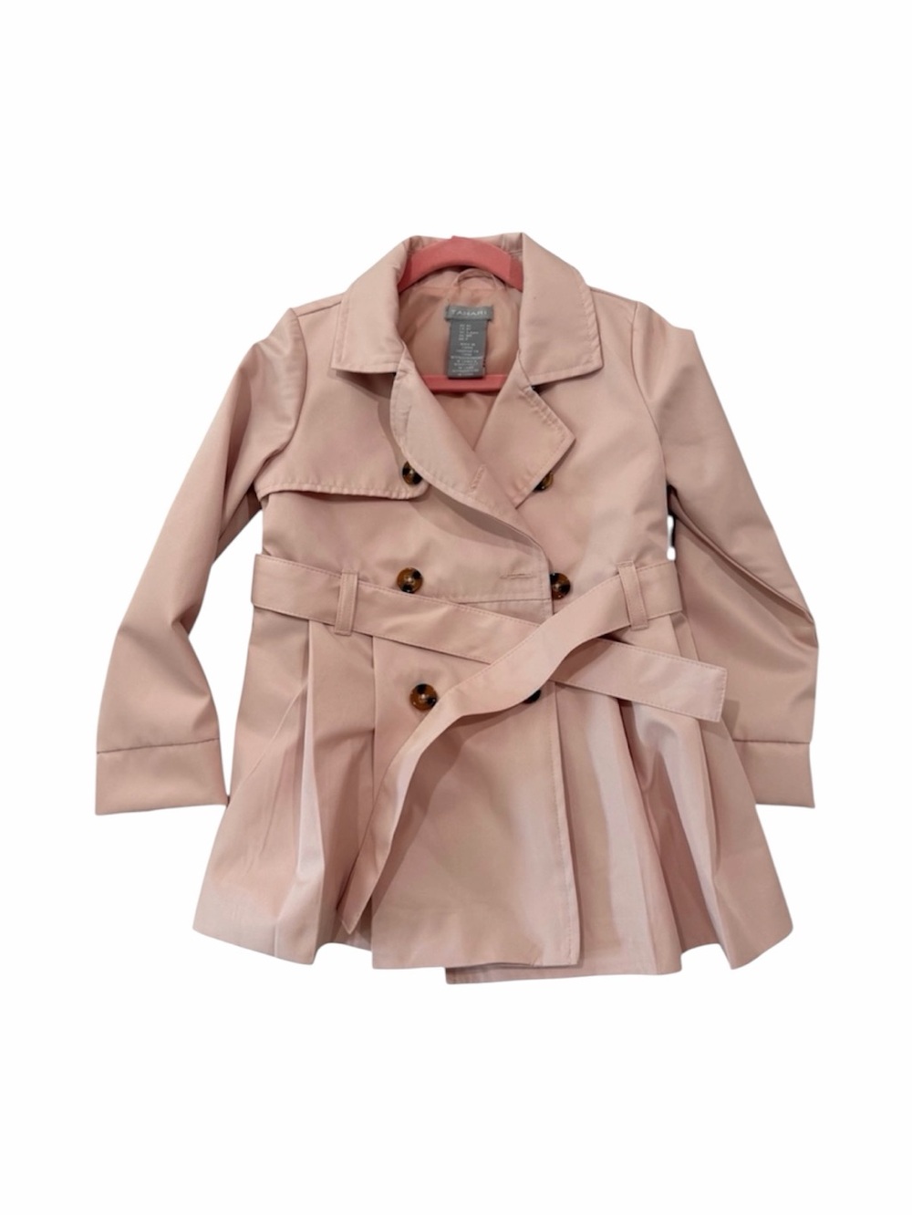 Tahari Girls Light Pink Belted Trench Raincoat 4T